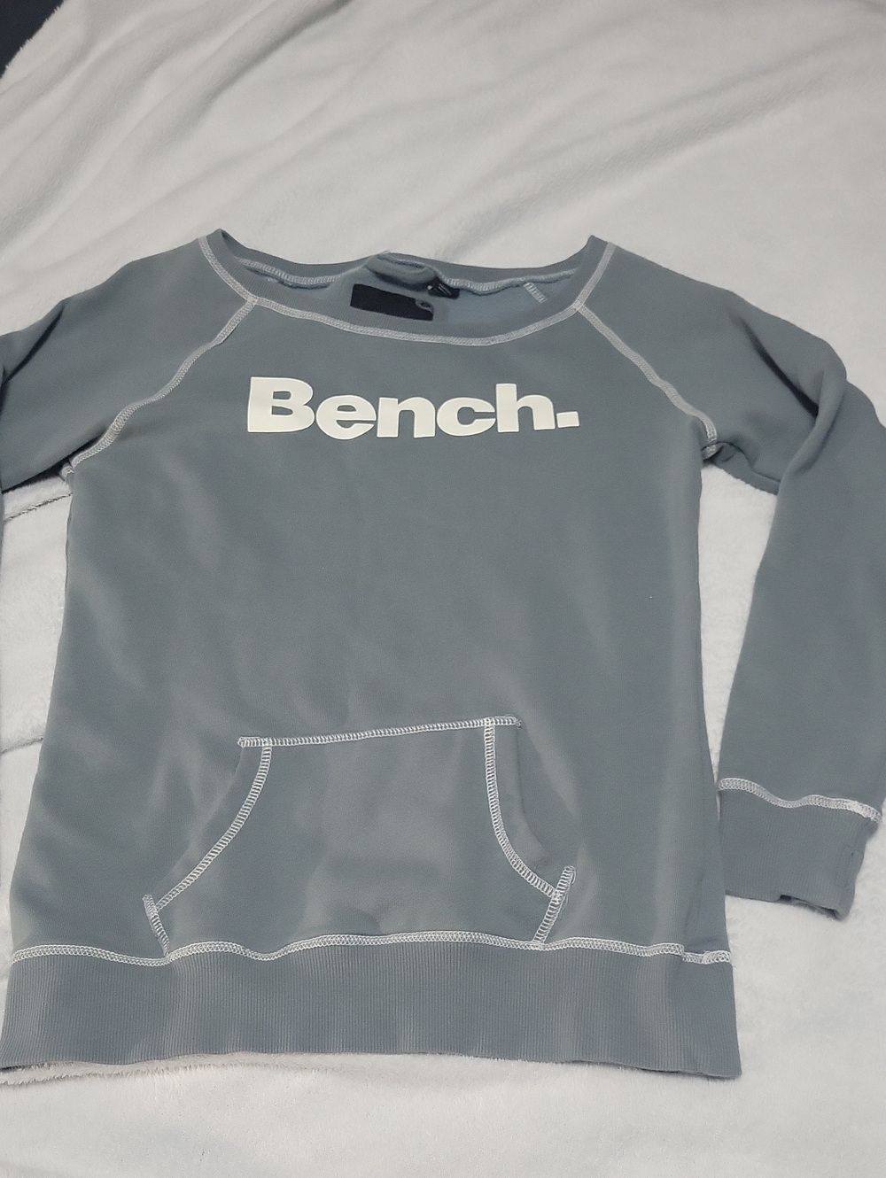 Bench Medium Slate Gray Raglan Crewneck Pullover Sweatshirt